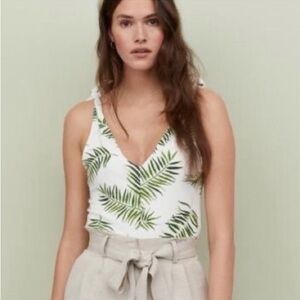 H&M Tropical Leaf Print Women's bodysuit Top size:L